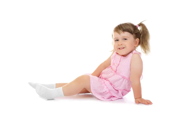 Küçük komik oturan kız — Stok fotoğraf