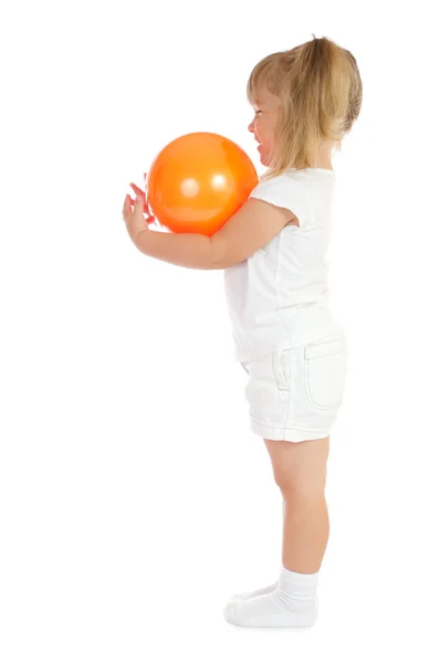 Little smiling girl with ball — Stock Photo, Image