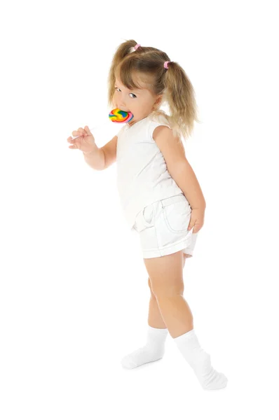 Lolipopu olan küçük kız — Stok fotoğraf