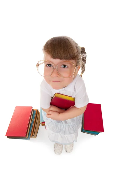 Legrační malá holčička s knihou — Stock fotografie