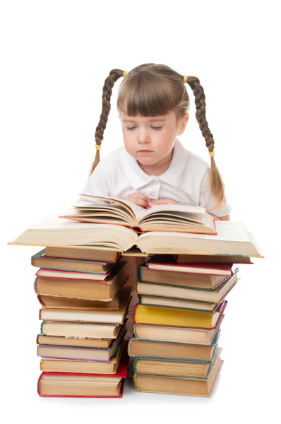 Little girl with books — Stock Photo, Image