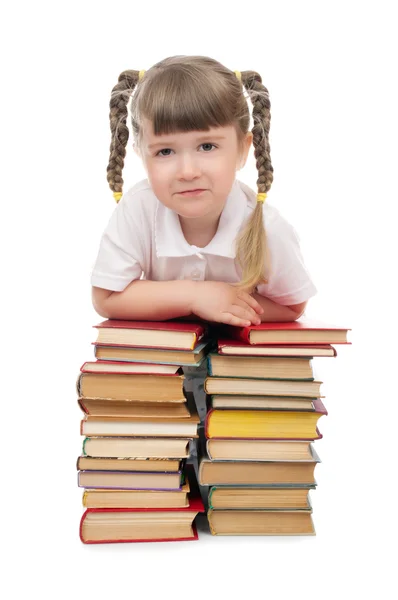 Little girl with books — Stock Photo, Image