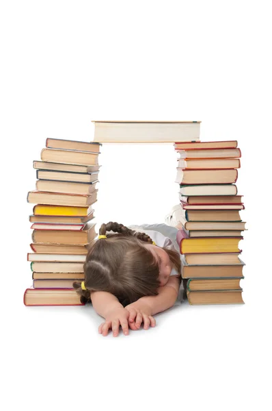 Holčička s knihami — Stock fotografie