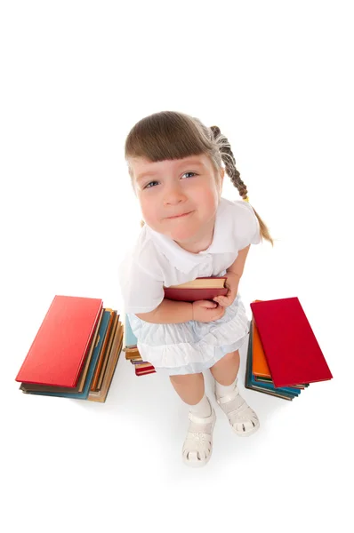 Κοριτσάκι με βιβλία — Φωτογραφία Αρχείου