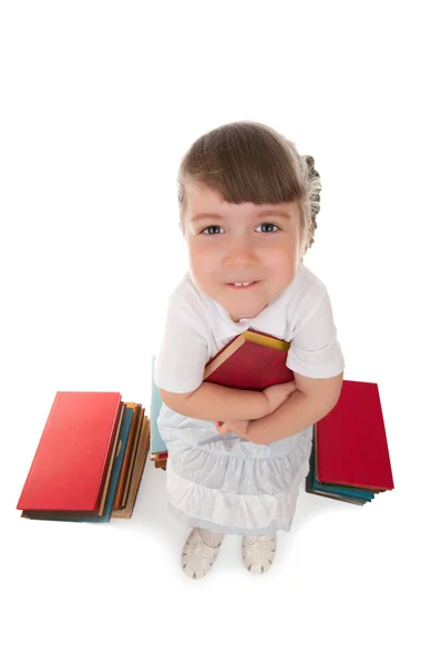 Bambina con libri — Foto Stock