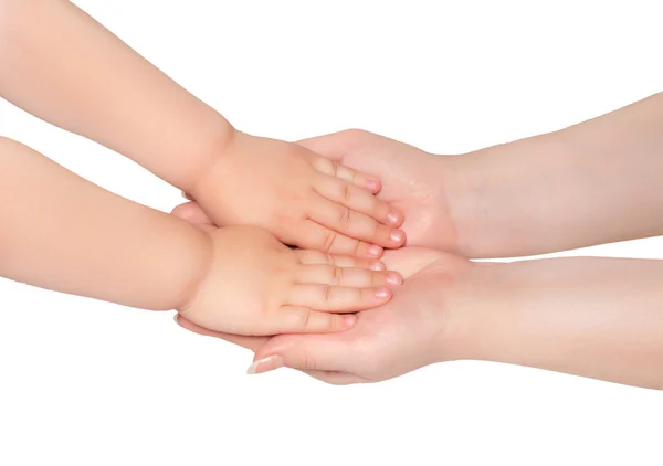 Vrouw houden de handen van klein kind — Stockfoto