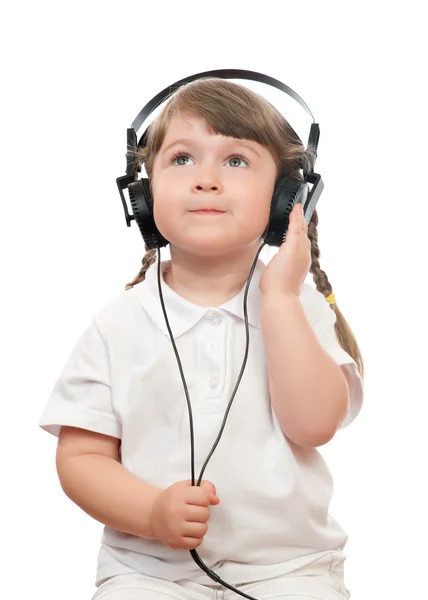 stock image Little girl listen music