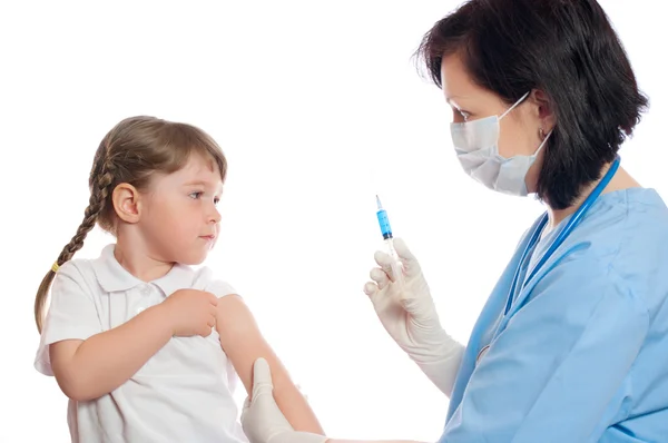 Doctor does an inoculation to girl — Stock Photo, Image
