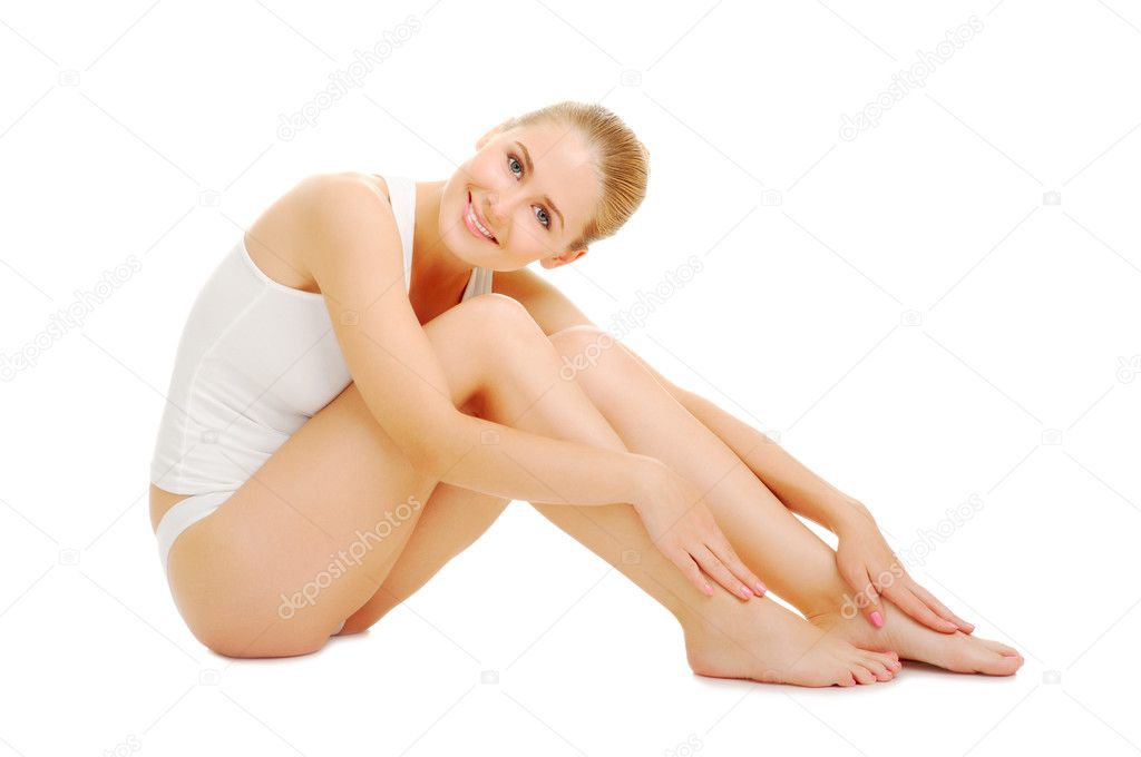 Young woman sit on the floor