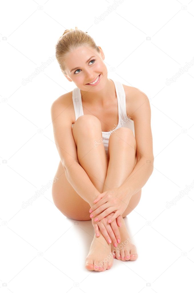 Young woman sit on the floor