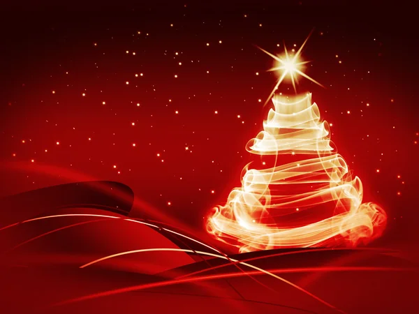 Abstrakt jul tre på röd bakgrund — Stockfoto
