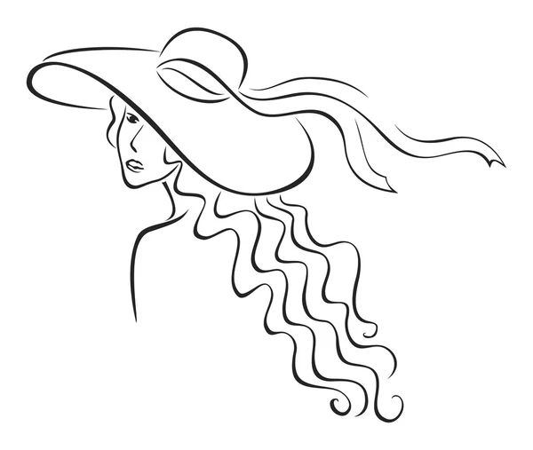 Nő kalapban — Stock Vector