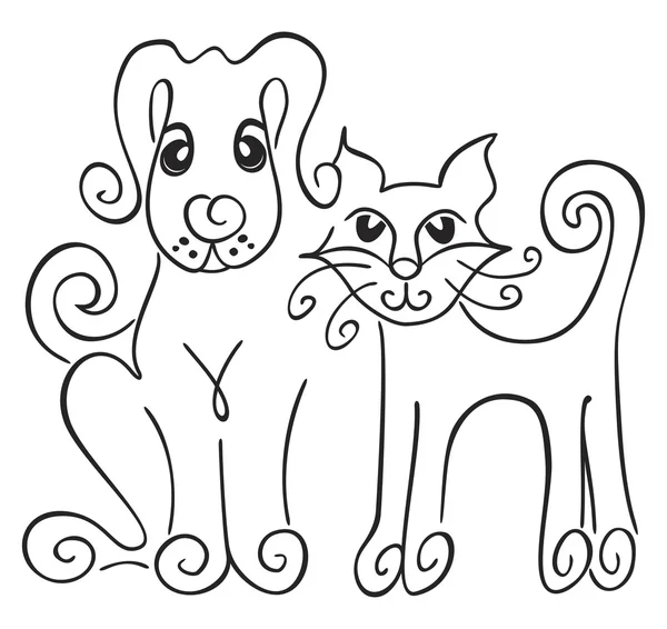 Perro y gato — Vector de stock
