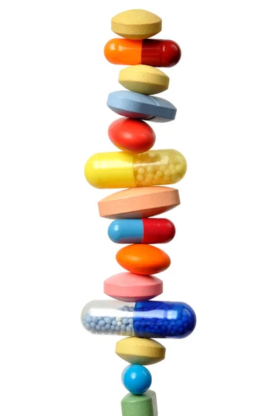 Stos tabletek i kapsułek — Zdjęcie stockowe