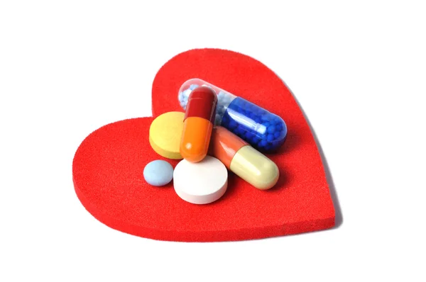 Серце і таблетки — стокове фото