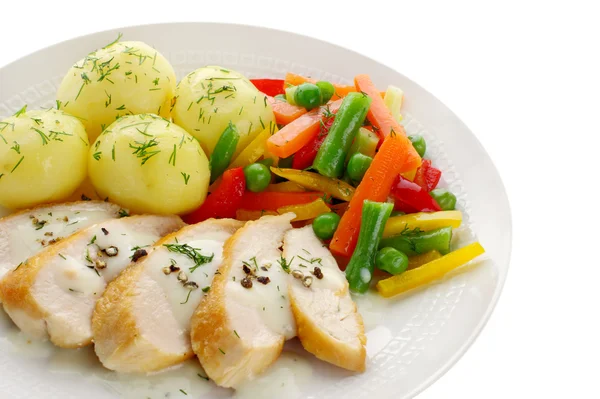 Hühnerbrust mit Gemüse — Stockfoto