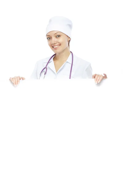 Arzt und Werbetafel — Stockfoto