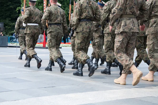 Soldiers during the drill on the square — Stock Photo, Image