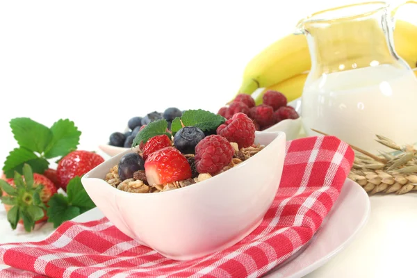 Muesli with fresh fruits and nuts — Stock Photo, Image
