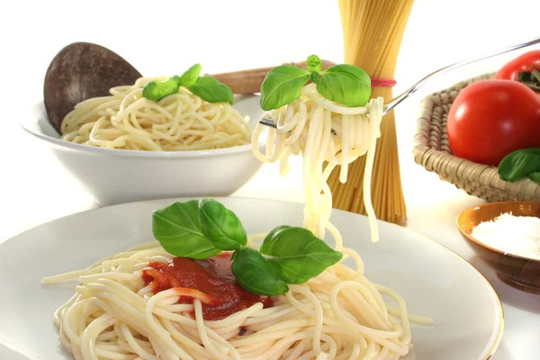 Spaghetti on a fork Stock Image