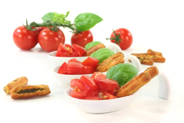 Grissini with Tomato and Basil — Stock Photo, Image