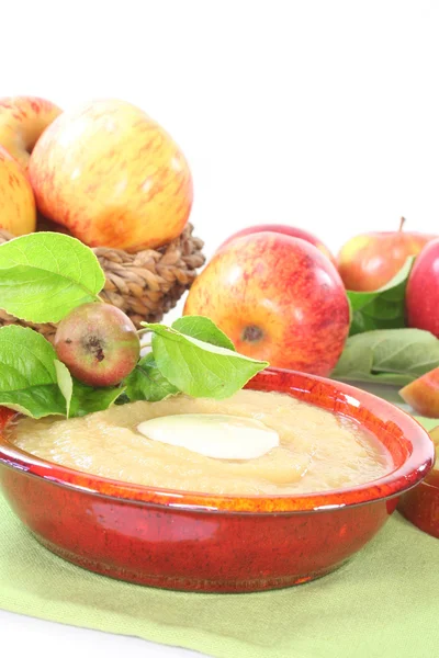 Applesauce with vanilla sauce — Stock Photo, Image