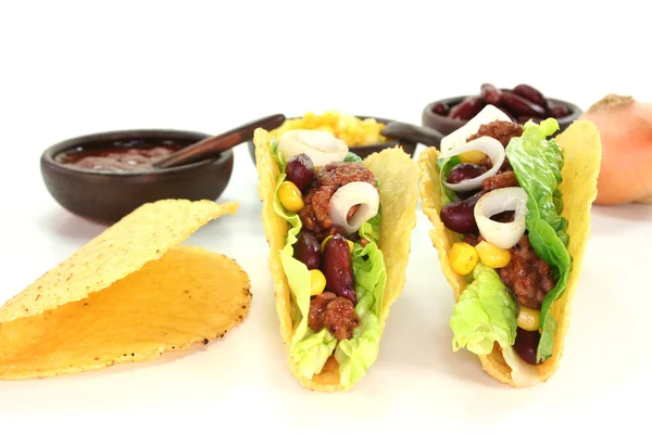 Mexicaanse taco's met gemalen rundvlees — Stockfoto