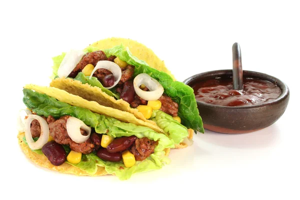 Mexické tacos s mletým hovězím — Stock fotografie