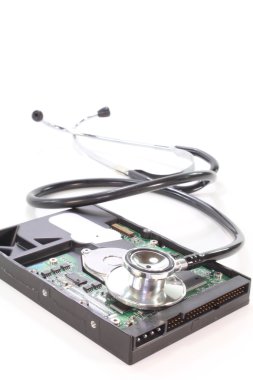 Hard drive with stethoscope clipart
