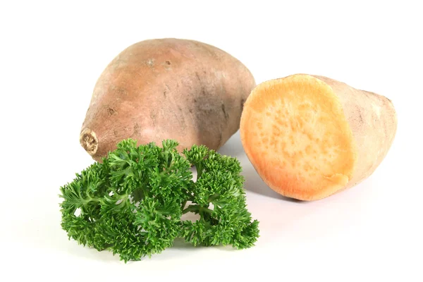 Sweet potatoes with parsley — Stock Photo, Image