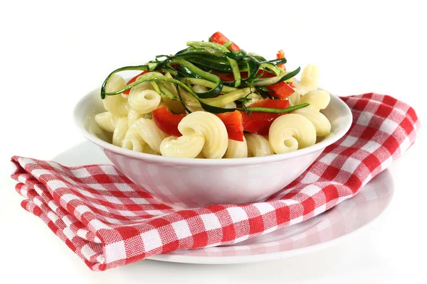 Pasta with red pepper zucchini vegetable — Stock Photo, Image