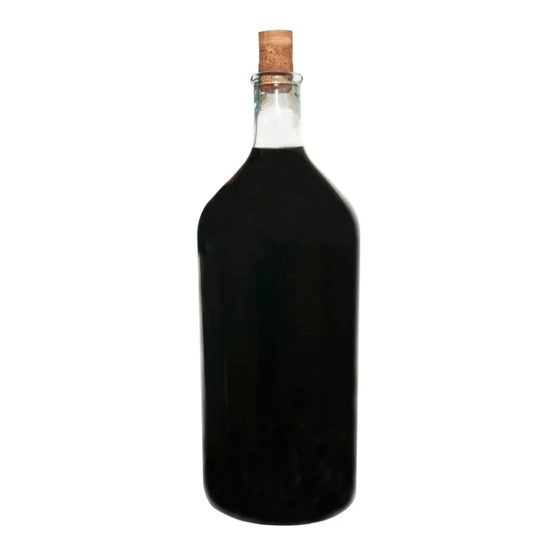 Botella retro con vino tinto aislado en blanco . — Foto de Stock