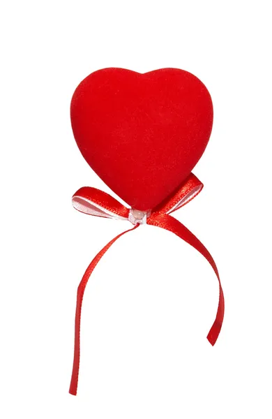 Piros Valentin szív elszigetelt fehér. — Stock Fotó