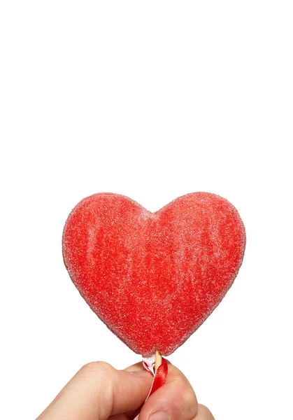 Valentine hjärta i en hand. — Stockfoto