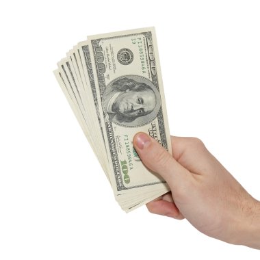 Hand with american dollars clipart