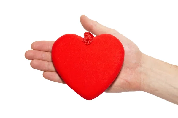 Grande coração de Valentim em uma mão . — Fotografia de Stock
