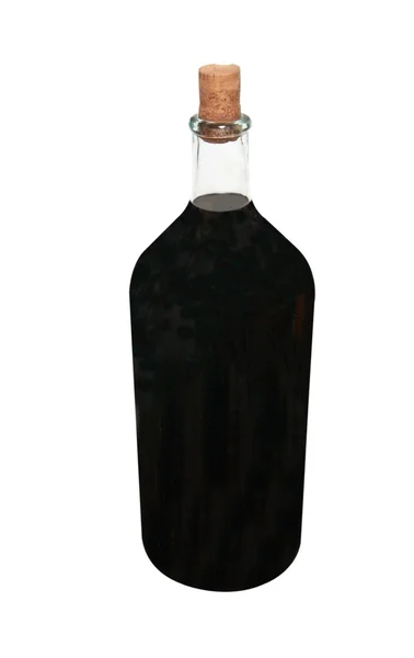 Retro fles met rode wijn geïsoleerd op wit. — Stockfoto