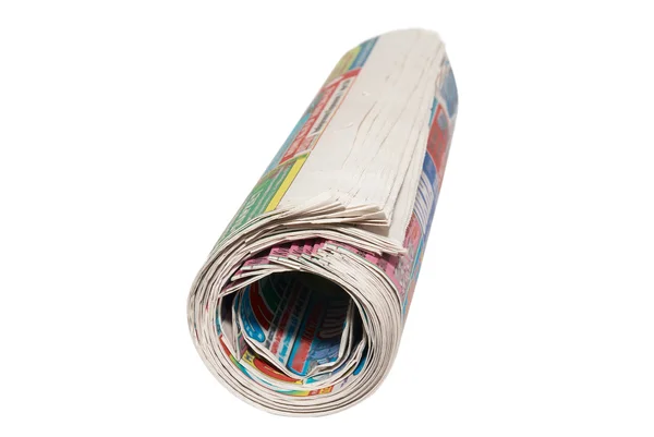 Periódicos enrollados aislados en blanco . — Foto de Stock