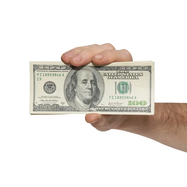 Hand med amerikanska dollar — Stockfoto