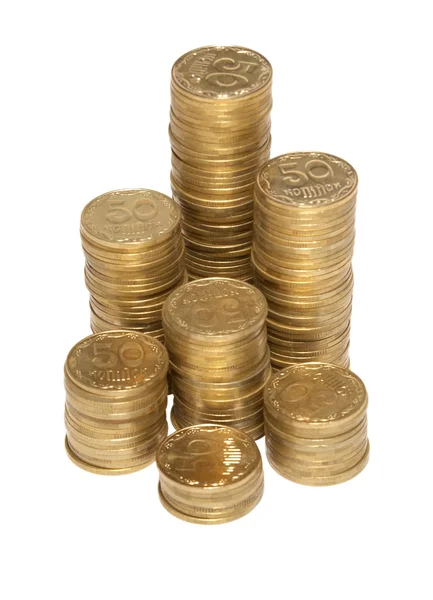 Sloupec zlatých mincí — Stock fotografie