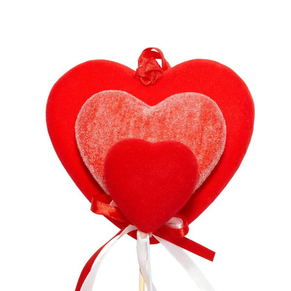 Tre valentine hjärtan isolerad på vit. — Stockfoto