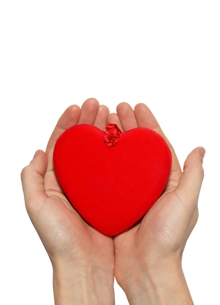 Velké Valentýnské srdce do rukou. — Stock fotografie