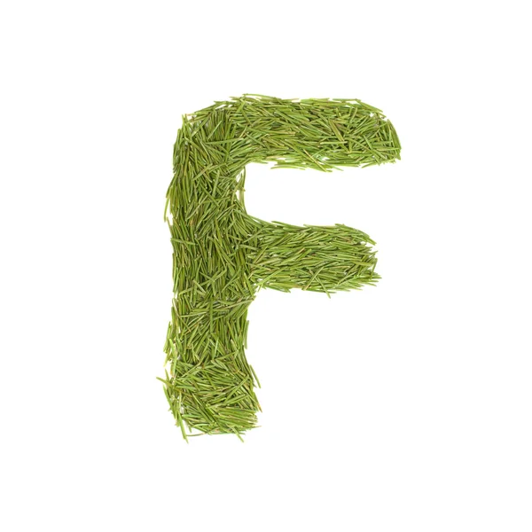 Green alphabet, letter F — Stock Photo, Image