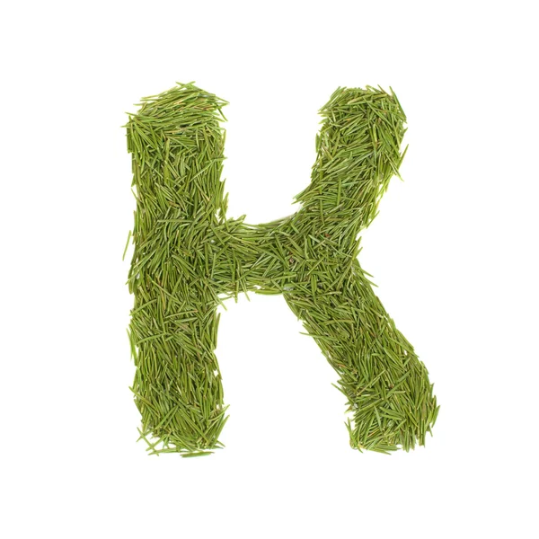 Green alphabet, letter K — Stock Photo, Image