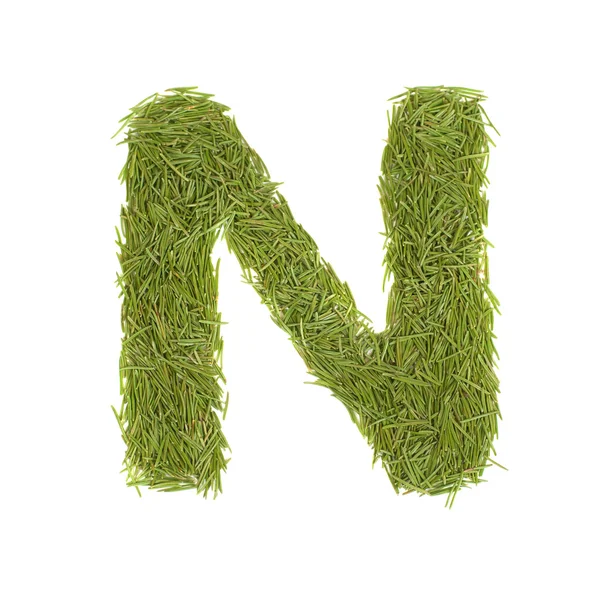 Alfabeto verde, letra N — Fotografia de Stock