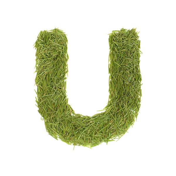 Green alphabet, letter U — Stock Photo, Image