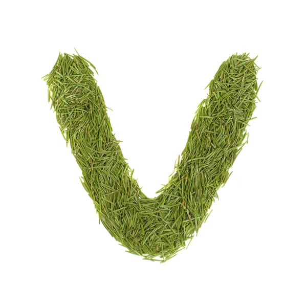 Green alphabet, letter V — Stock Photo, Image