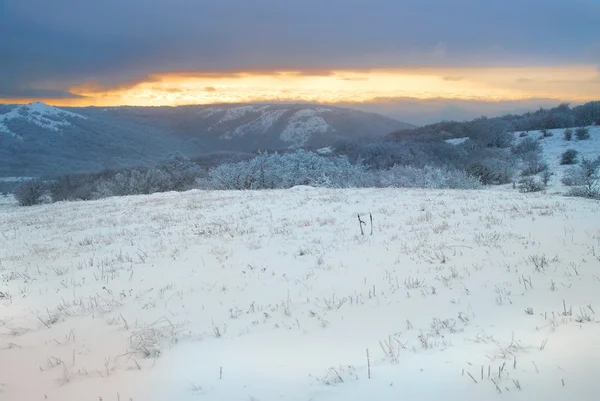 冬季景观。日落. — 图库照片