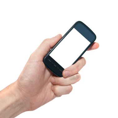 Mobile phone in the hand clipart