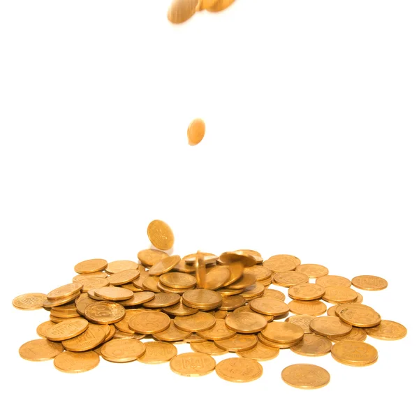 Rain of golden coins — Stock Photo, Image